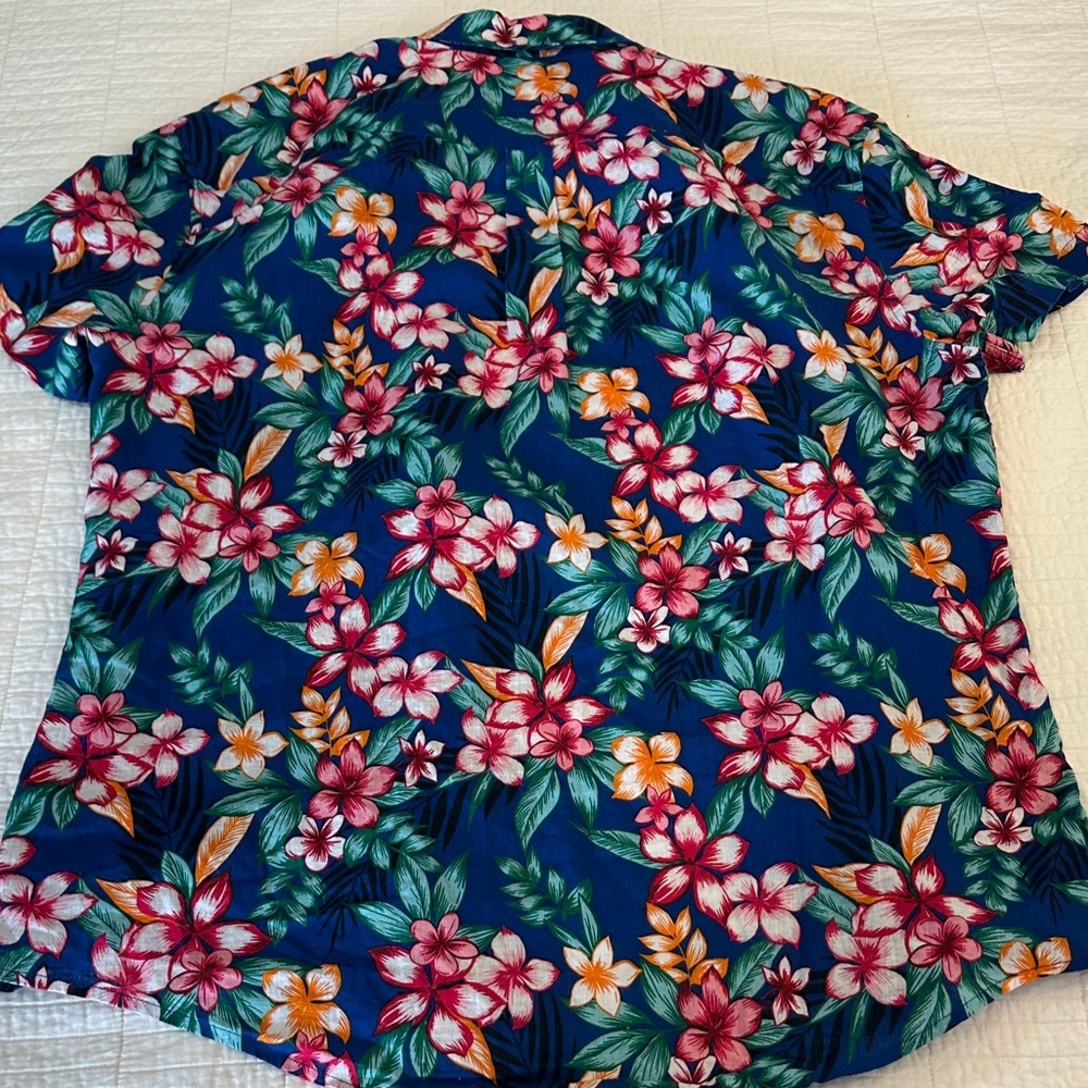 Tommy Hilfiger Hawaiian Linen Cotton Blend Button Down T Shirt NWT Oversized - Picture 8 of 9